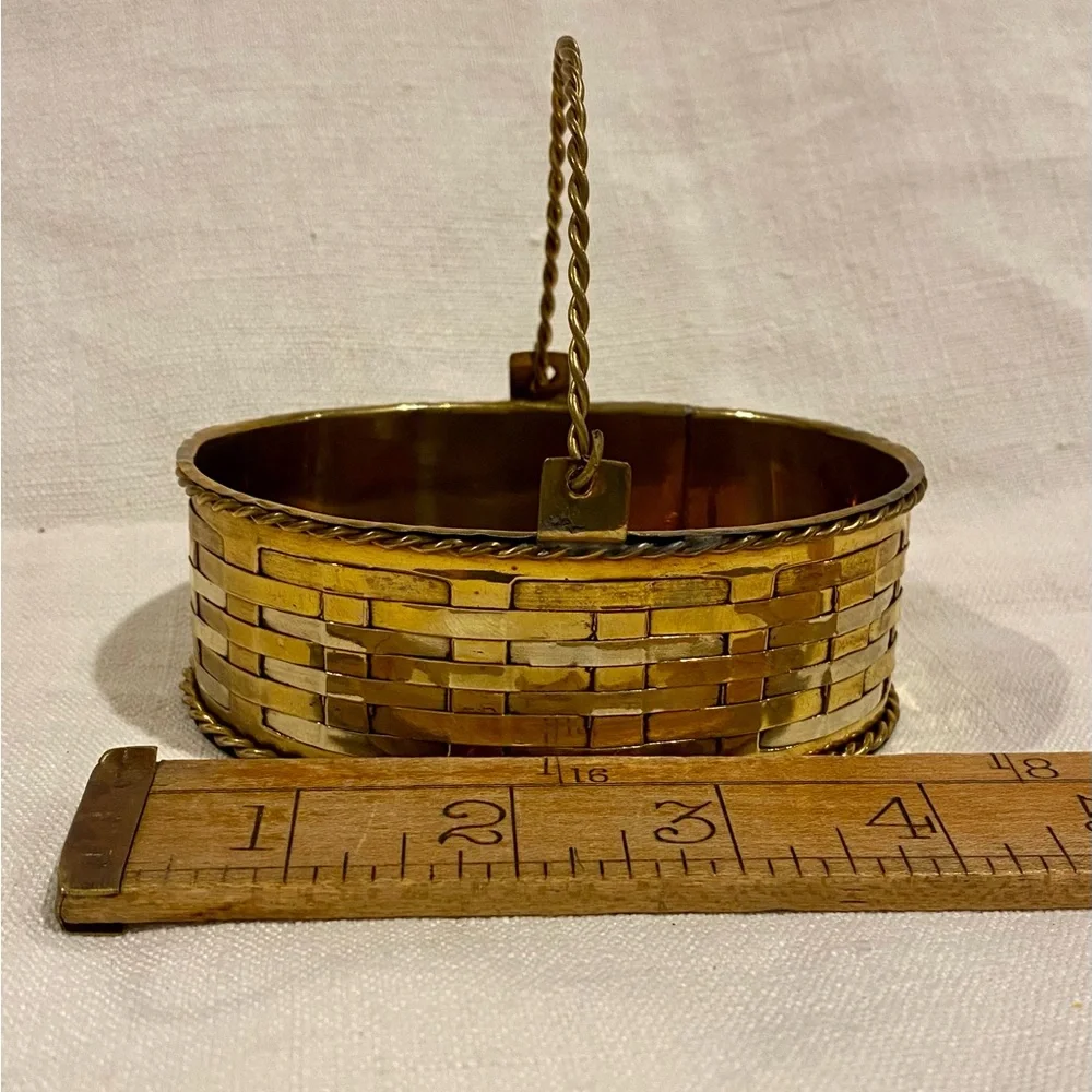 Vintage mini brass basket - trinket box